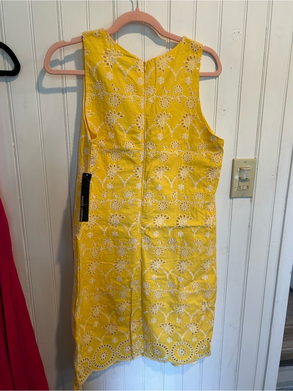Maggy London Yellow Eyelet Linen-Blend Shift Dress - Picture 2 of 2